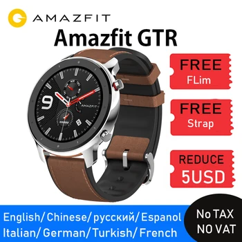 

Global Version Amazfit GTR 47mm Smart Watch Huami 5ATM Waterproof Smartwatch 24 Days Battery GPS Music Control For Android IOS