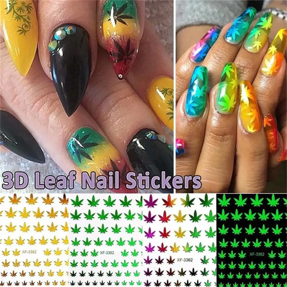 Nail Art 3D Decal Adhesive Stickers Woman Face Grass Pot Weed Leaf Nails  Salon Manicure Decoration Holographic Nail Art Sticker|Stickers & Decals| -  AliExpress