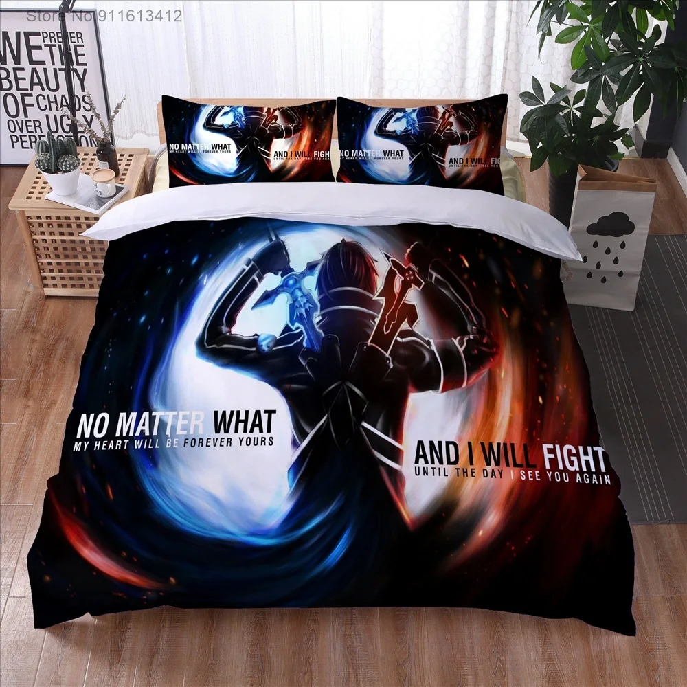 Anime Sword Art Online High Quality 3D Printed Pattern Duvet Cover with Pillow Cover Bedding Set Anime Bed Set Bedroom Luxury