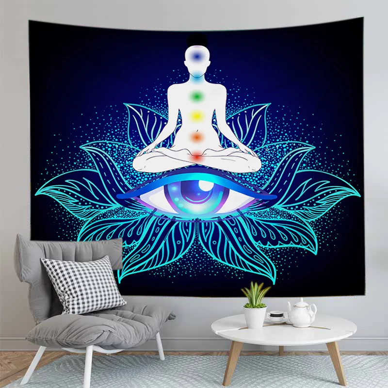 Indian Buddha Statue MeditationTapestry Wall Hanging Mandala Tapestries Wall Cloth Yoga Carpet Boho Decor