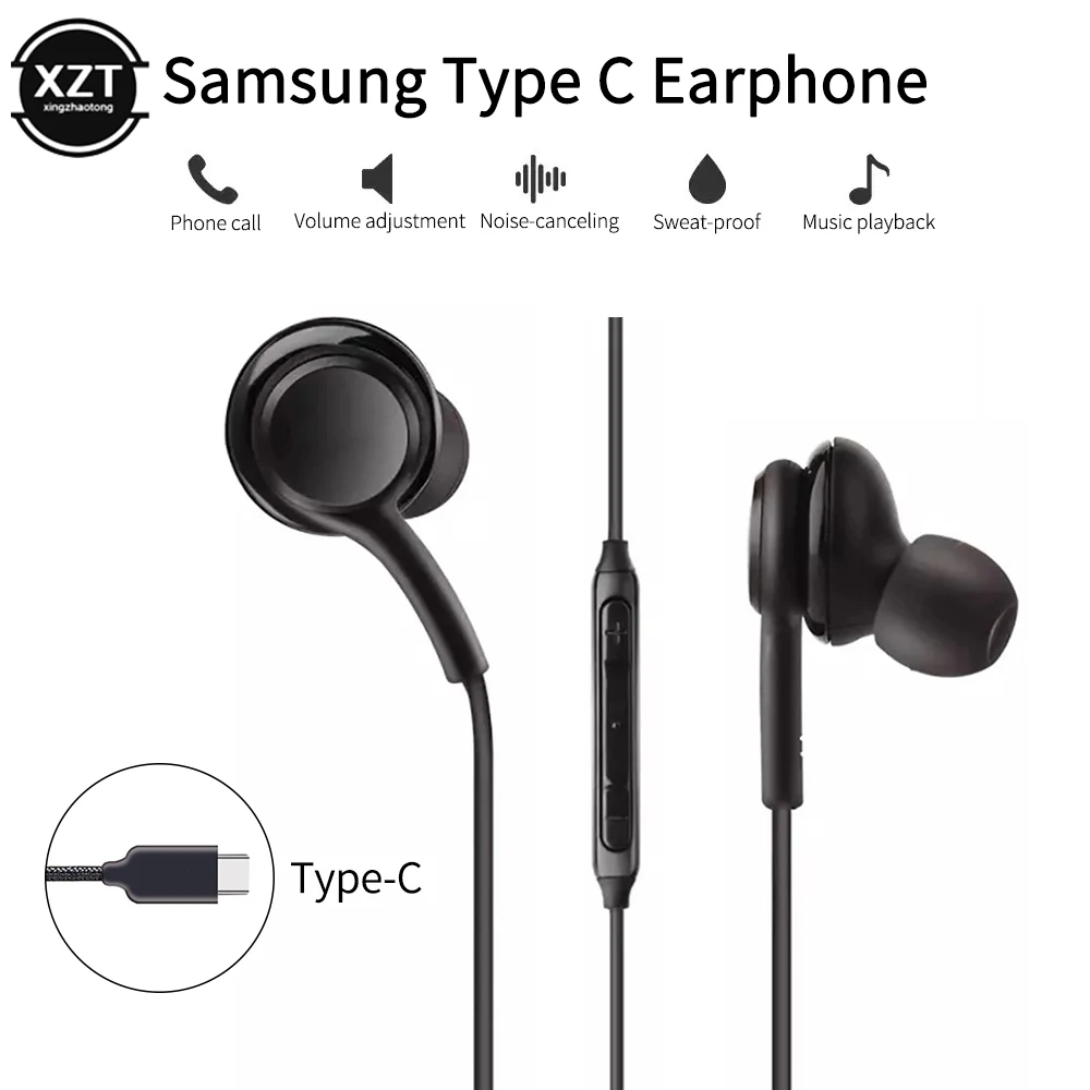Проводные наушники Usb Type C для Samsung Galaxy Note S9 S8 S10 Plus S20 вкладыши с шумоподавлением