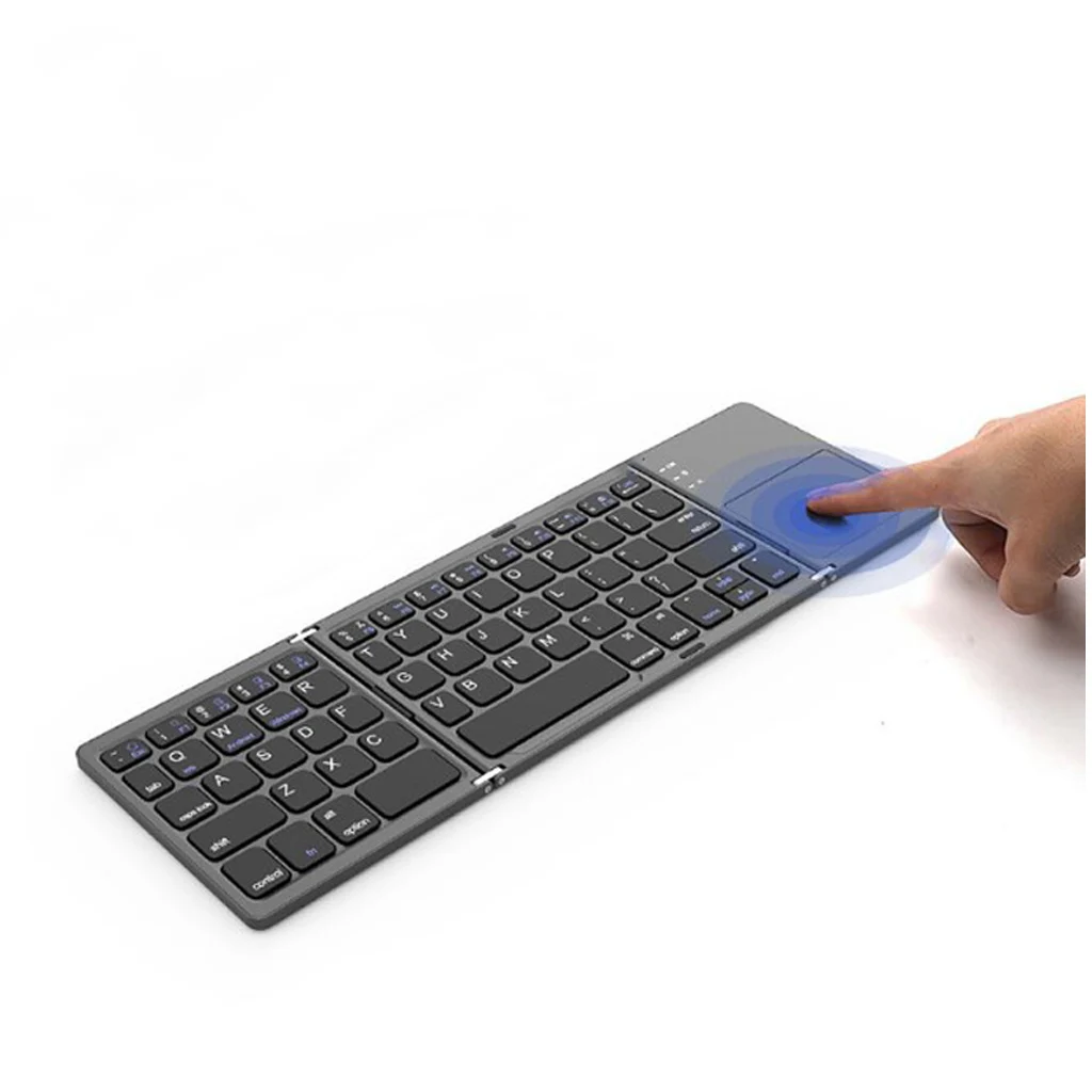 Foldable Bluetooth Keyboard with Touchpad Wireless Keyboard Rechargeable Full Size Ultra Slim Pocket Folding Keyboard