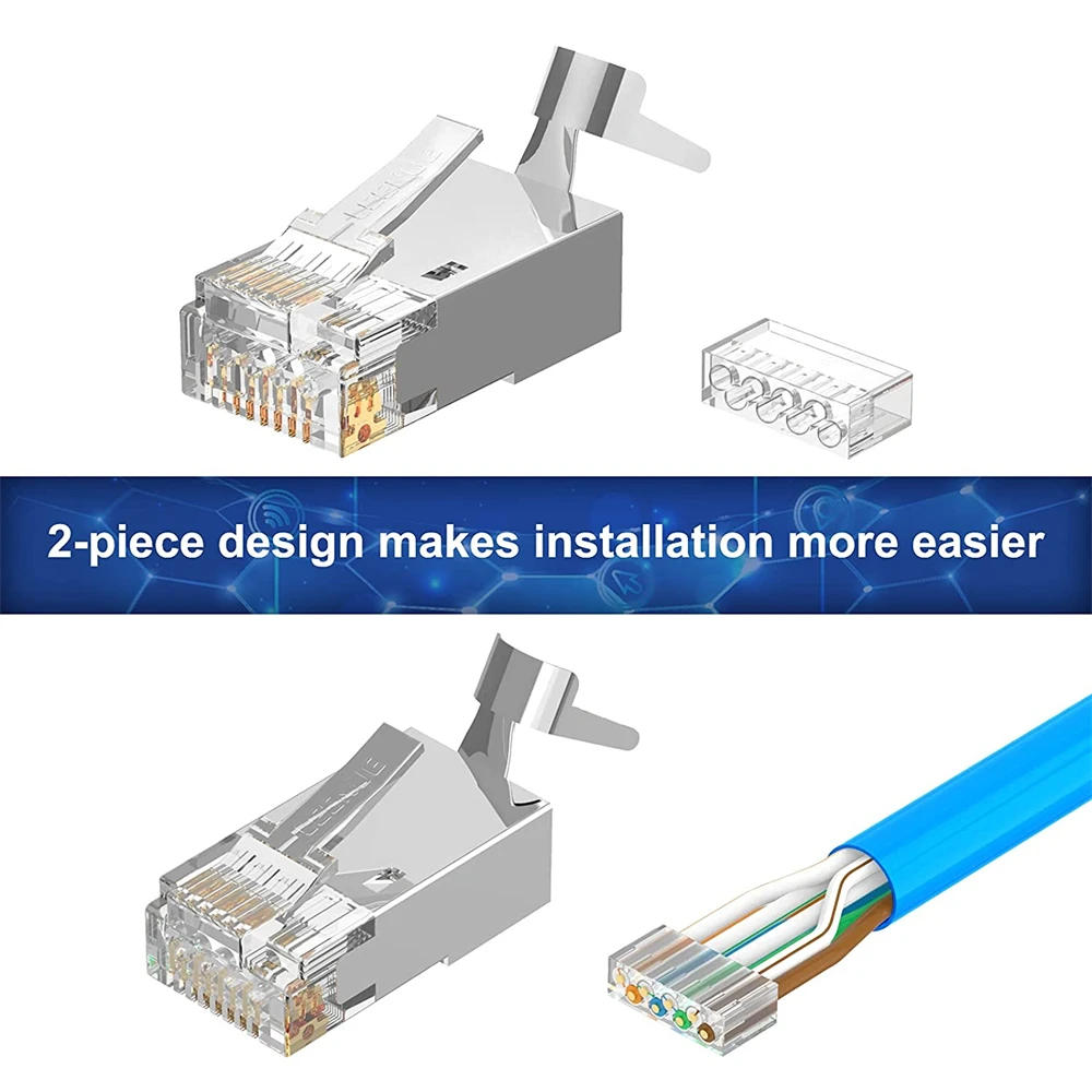 10/50pcs/lot Cat7 RJ45 Connector RJ45 Plug Shielded 1.5mm Holes RJ45 ...