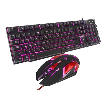 

Red Dragon Glowing Backlight Gaming Keyboard With HXSJ Optical Mouse 4 Levels DPI Switcher Macro 6 programmable keys Mice