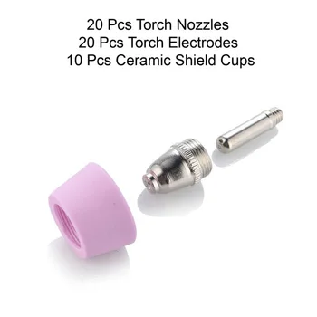 

50pcs Consumables Nozzles Electrodes Shield Cups Set Plasma Cutter Power Cutting Machine Welding Torches