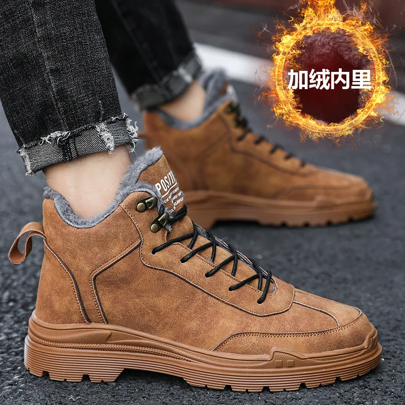 

Martin Boots Winter MEN'S SHOES Hight-top Leather Boot England Worker Boot Versatile Boots Large Size Shoes Warm Cotton-padded S