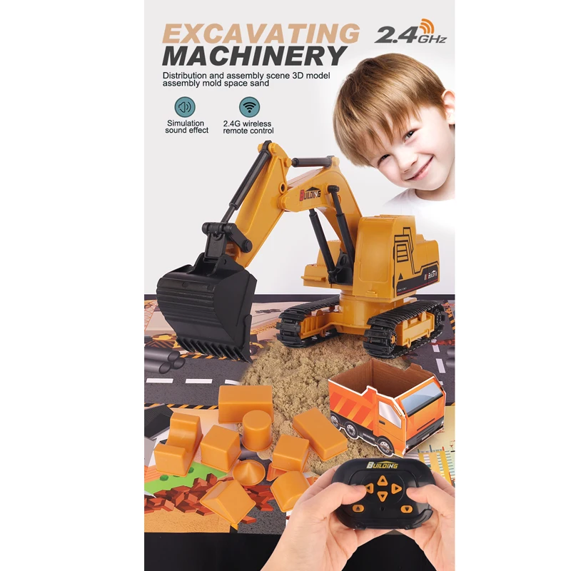 

A016 RC Excavator Toy RC Engineering Car Mini RC Truck Rechargeable Simulated Excavator Dump Truck Model Toy Vehicles For Kids