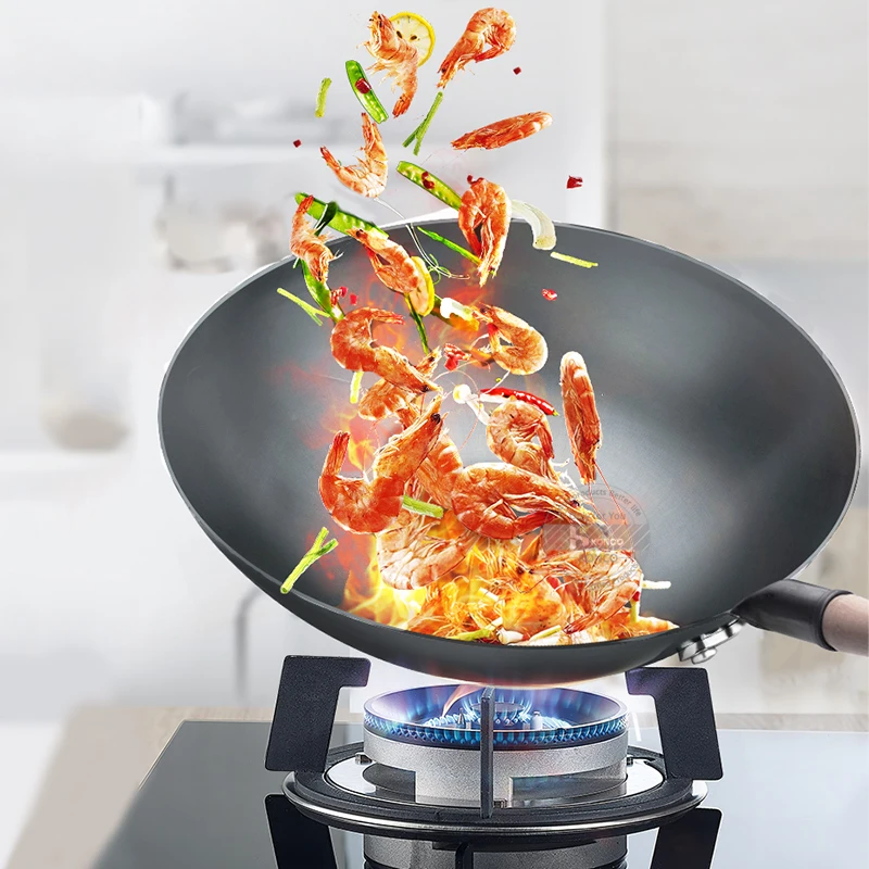 Iron Wok Traditional Hand Hammered For Gas and Induction Cooker