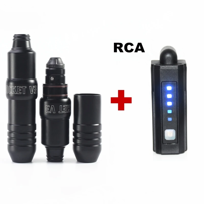 Black Machine Kit Профессиональный Rocket-V3 Татуировка роторная машинка ручка швейцарский мотор Мощный Тихий с RCA мини мощность татуировки комплект - Color: Black Machine Kit