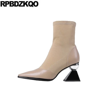 

designer shoes women luxury 2019 ankle autumn high heel ladies square toe brand block chunky boots fashion short fall size 4 mid