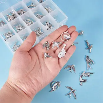 

90 pcs Tibetan Style Bird Alloy Pendants For Jewellery Making Necklace Making