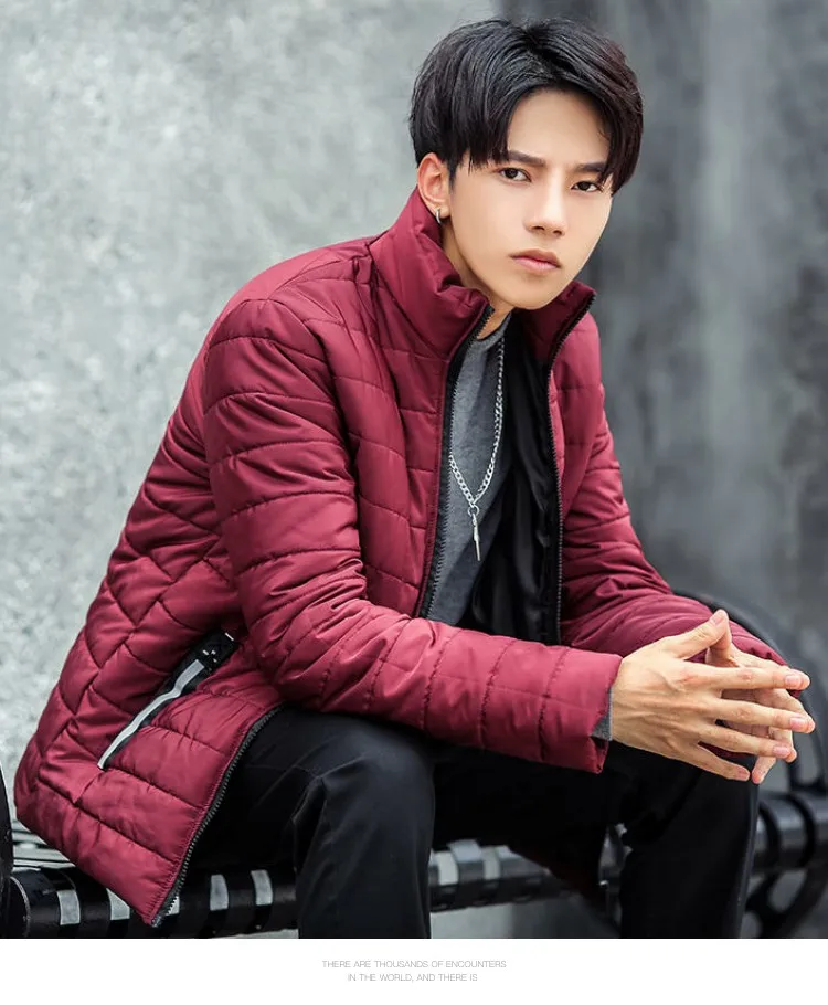 'Winter Men Casual Large Size Stand Collar Cotton-padded Clothes Korean-style Slim Fit Short Fashion Thick Cotton Coat