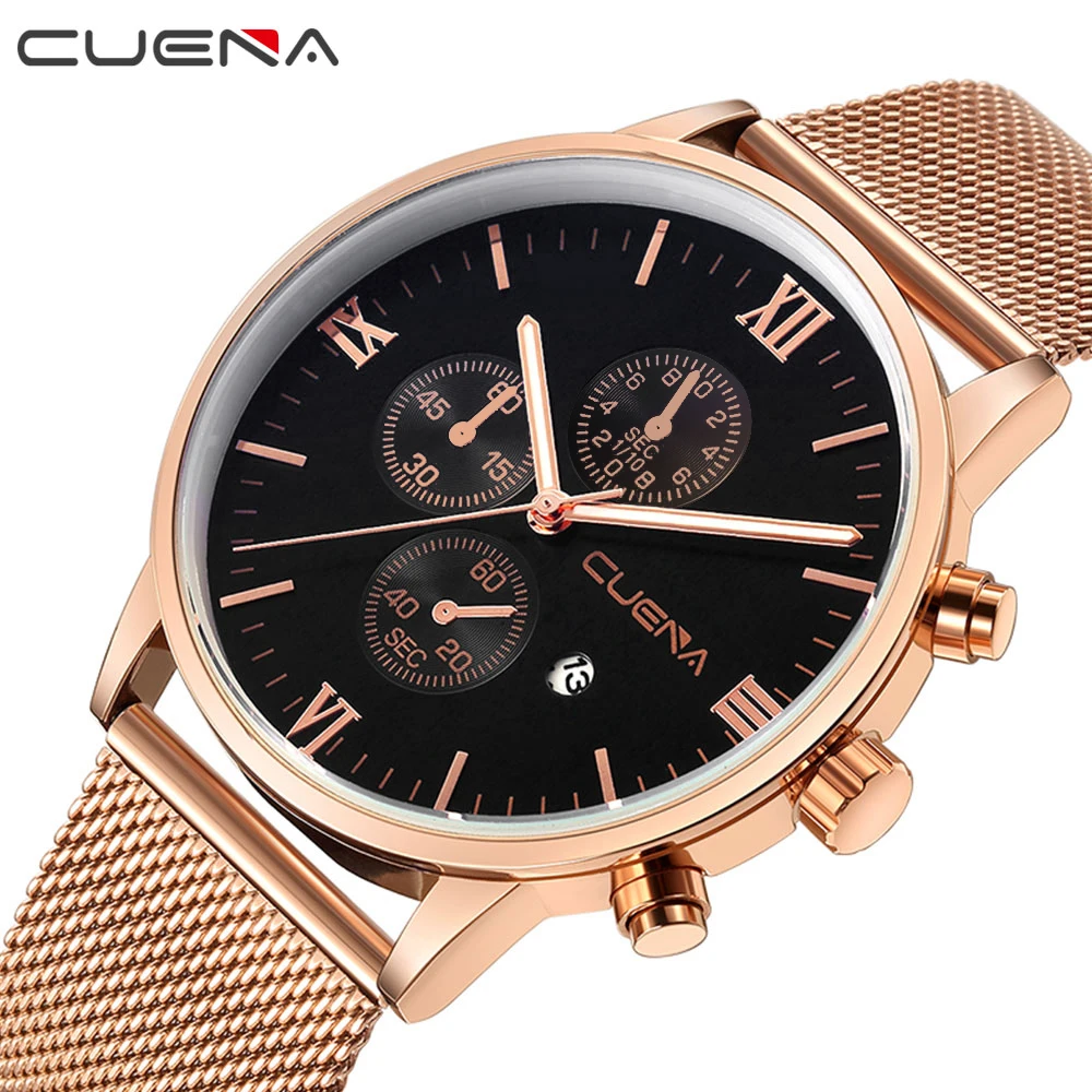 

CUENA New Fashion Watches for Mens with Stainless Steel Top Brand Luxury Sports Waterproof Quartz Watch Men Relogio Masculino