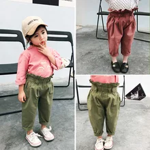 A mu hou Crawler/ новые весенние товары, хлопковые штаны с высокой талией для девочек, детские штаны