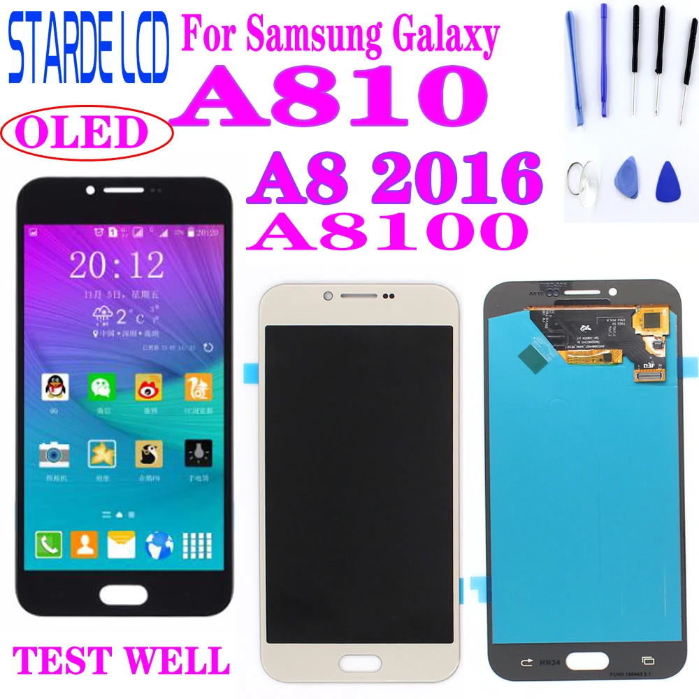 AAA + Супер AMOLED ЖК дисплей для Samsung Galaxy A8 2016 A8100 A810 сенсорный экран дигитайзер сборка