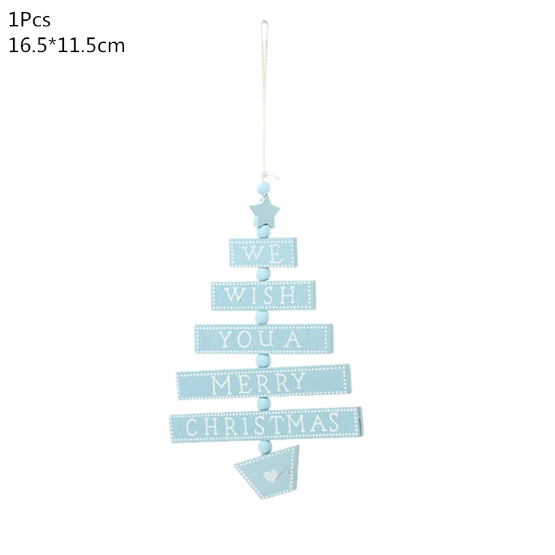 Деревянная Рождественская елка, украшения, деревянная подвеска, автомобиль/Лось/звезда, поделки своими руками, Noel, рождественские украшения для дома, рождественский подарок для детей - Цвет: 1pcs blue tree