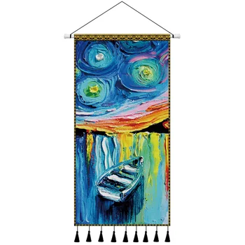 

Nordic Painting Tapestry Colorful Art Trippy Van Gogh Tapestry Room Accessories Tassel Dodatki Do Pokoju Wall Decor DE50GT