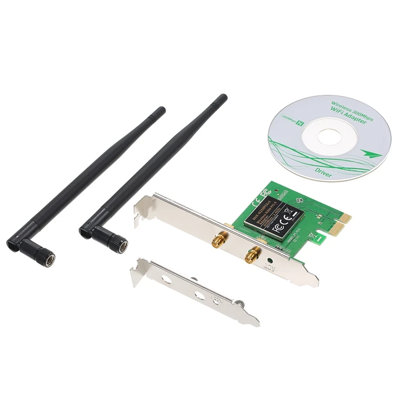 2.4G Wireless 300Mbps Pci-Express Adapter 802.11B/G/N Wifi Card with Antenna for Pc Windows Desktop