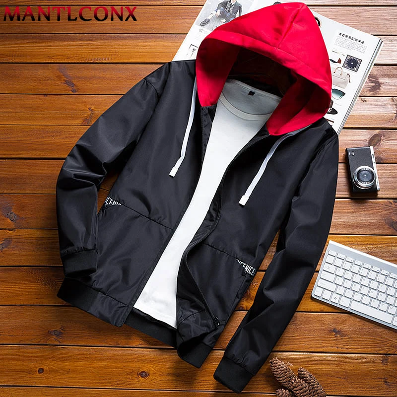 MANTLCONX 2020 New Spring Hooded Jacket Men Casual Slim Patchwork