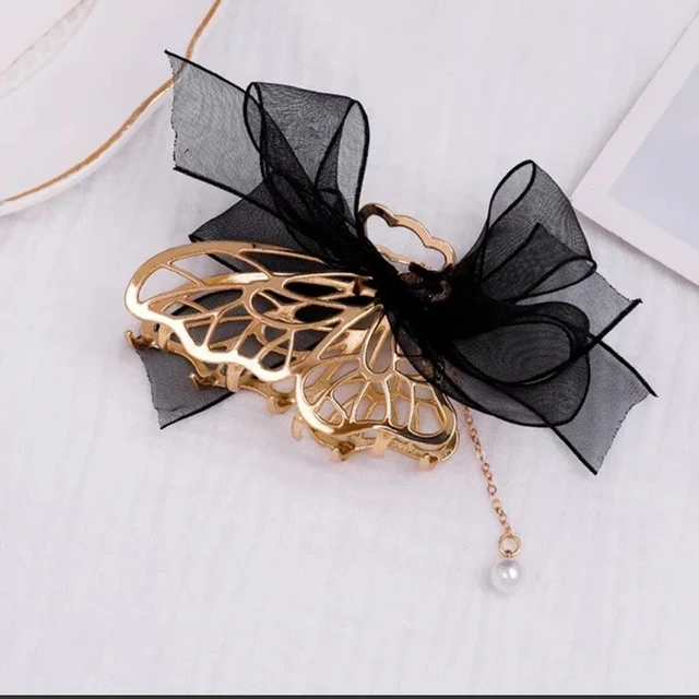 Bilandi 2021 New Metal Hair Claw Clips With Chain Tassel Glass Beads Butterfly Bow Dangle Hair Clips  For Women Hair Accessories hairpin-No 31