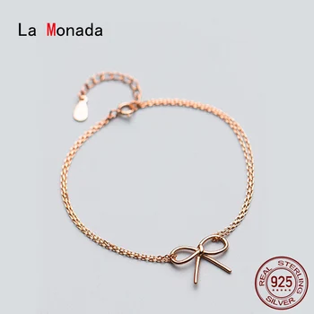 

La Monada Bowknot Bracelets For Women Silver 925 Sterling Jewelry Fine 925 Sterling Silver Women's Bracelet Female Two Layer