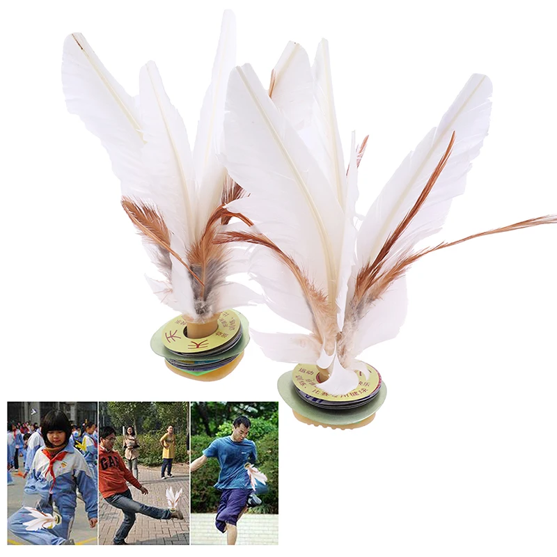 2pc China Jianzi Footbal Foot Kick Handwheel Fancy Goose Feather Shuttlecock Fitness Entertainment For Physical