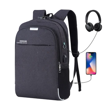 

New 15.6inch USB Charging Headphone cable hole Laptop Backpack Rucksack Male Business Travel Back Pack School Bag Women Mochila
