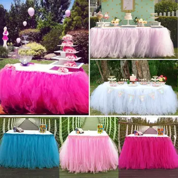 

91x80cm Tulle Tutu Table Skirt Tulle Tableware for Wedding Decoration Baby Shower Party Wedding Table Skirting Home Textile