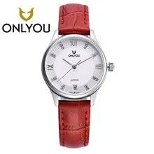 ONLYOU Lover's mechanical Watch Top Brand Luxury Woman Watch Waterproof Leather Clock Men Watches Relogio Masculino 6005