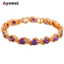Фиолетовый Кристалл и AAA циркон, циркон, золотой цвет, браслеты, здоровье, без никеля и свинца, модные ювелирные изделия TB066A