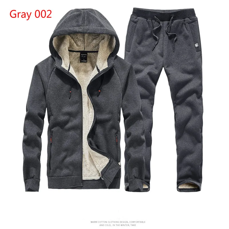 Cheap Casual Sports Sweatsuit Winter Men Sweat Suit Plus size 6XL 7XL 8XL Hooded Tracksuit Male Thick Zipper 2 PCS Men Sets Cashmere