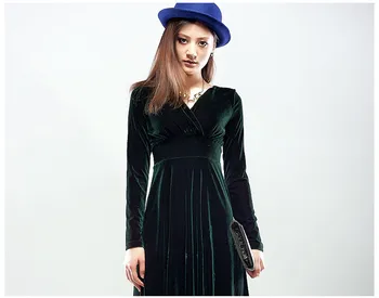 

2020 Blue Plus Size Women Velour Dress Female Sexy V-Neck Spring Winter Slim X-Long Evening Party Dresses Vestido WXF621