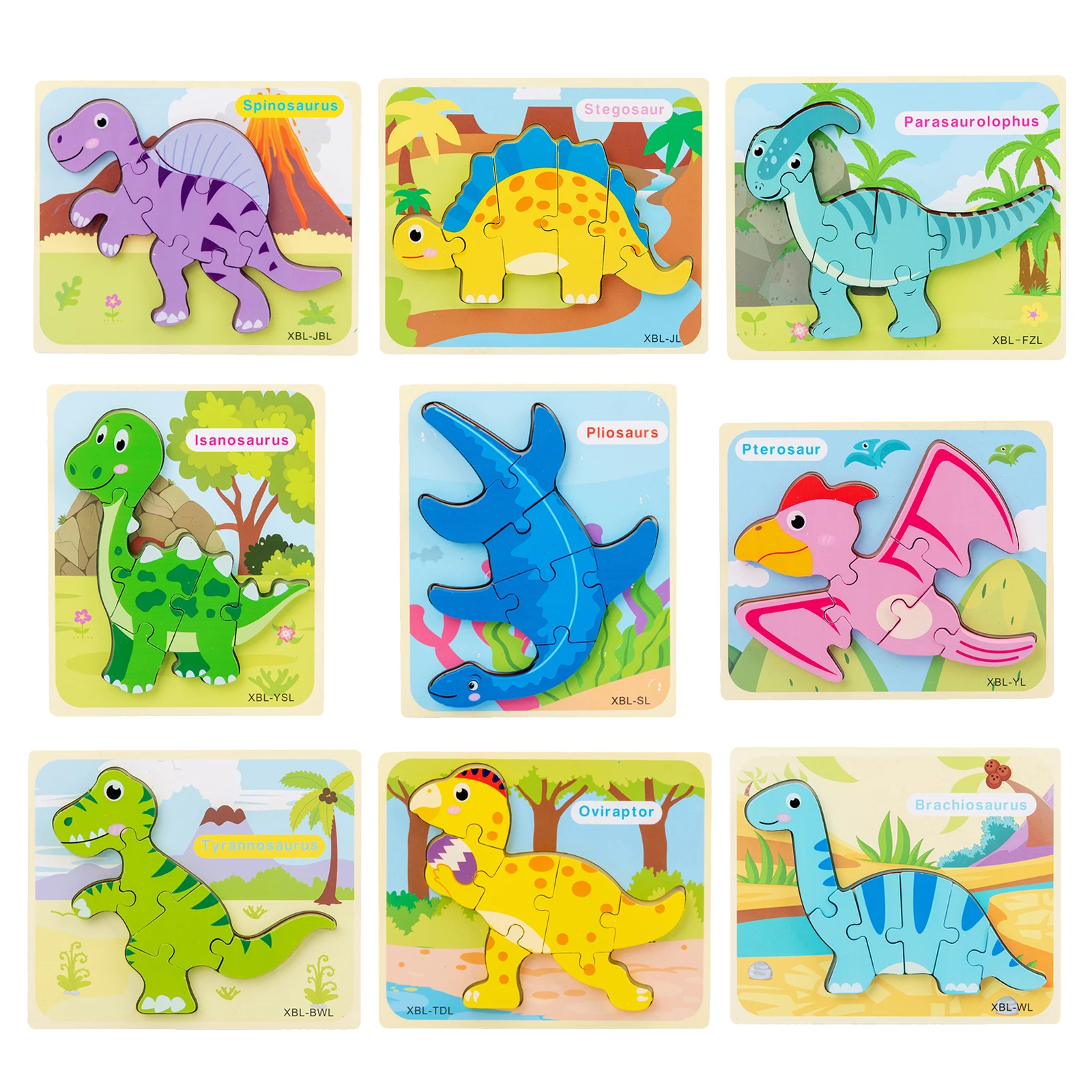 Rompecabezas de madera para niños, puzle de dinosaurios ensamblados de escritorio, juguete de entrenamiento tridimensional para niños|Rompecabezas| - AliExpress