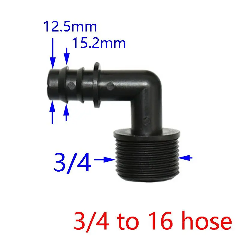 Мужской 1/" 3/4" до 16 мм 20 мм 25 мм Шланговое колено соединитель 1/2 3/4 садовый шланг изгиб суставов фитинги 3 шт