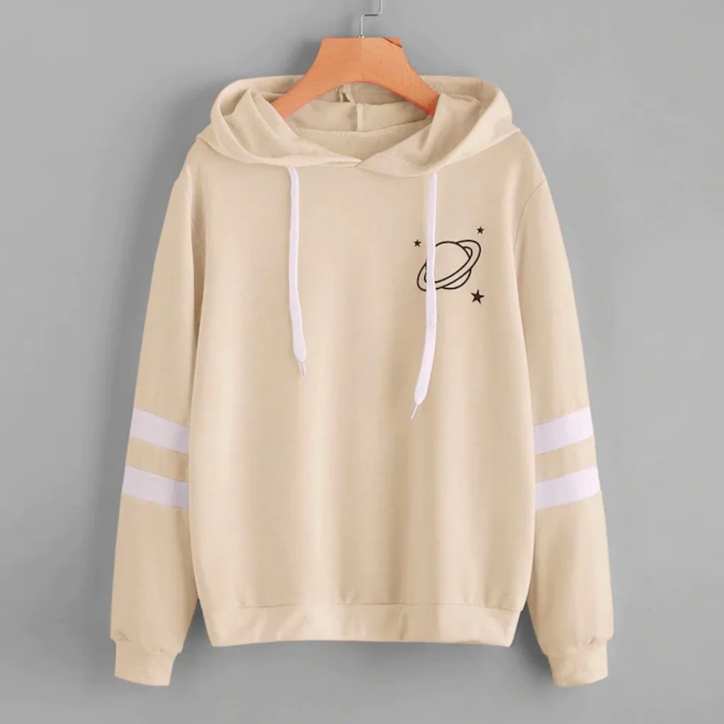 

Feitong Fashion Womens Hoodie Long Sleeve Sweatshirt Planet Printed Hoodie Causal Tops Blouse Autumn Hooded Sweatshirt