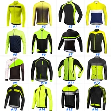 Jaqueta de ciclismo de manga longa camisa da bicicleta mtb roupas esportivas verde amarelo motocross mountain road apertado ciclo superior