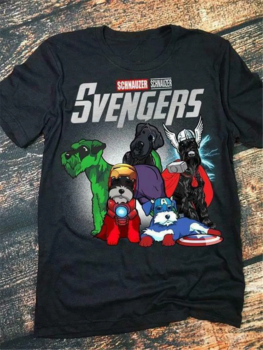 Мстители завершающей Шнауцер Svengers футболка &quotSquad&quot Черная хлопковая Для мужчин