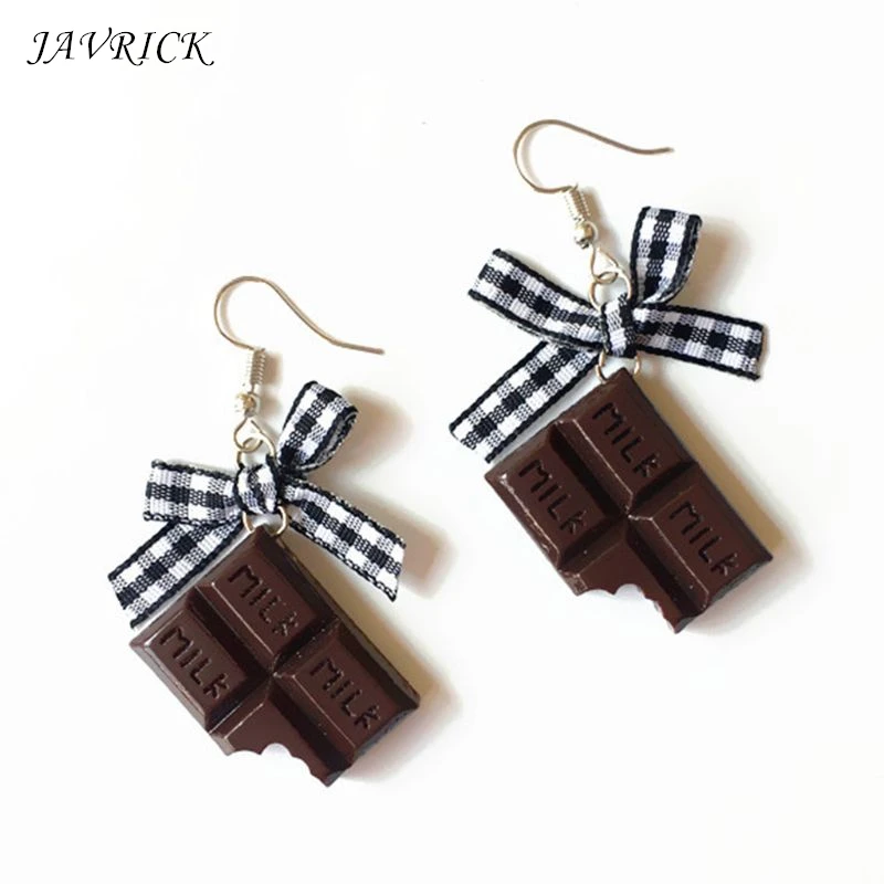 

1 Pair Creative Cute Mini Chocolate Donuts Bow Earrings Minimalism Cartoon Design Female Ear Hooks Danglers Jewelry Gift