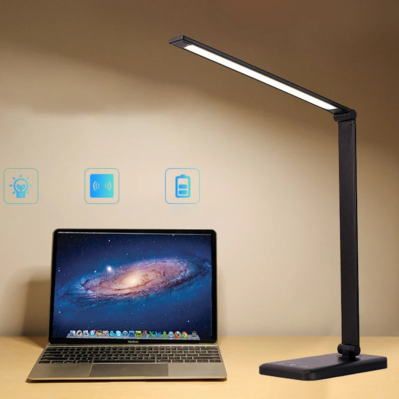 

Smart Foldable LED Desk Lamp USB Chargable Adjustable Reading Table Light 5 Lighting Brightness Modes Eye Protection Timing