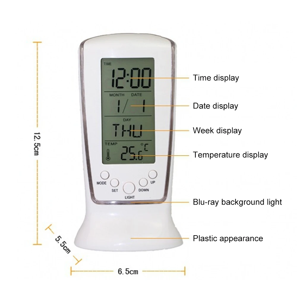 Светодиодный цифровой будильник с синей подсветкой ЖК-дисплей календарь термометр настольные часы электронные часы