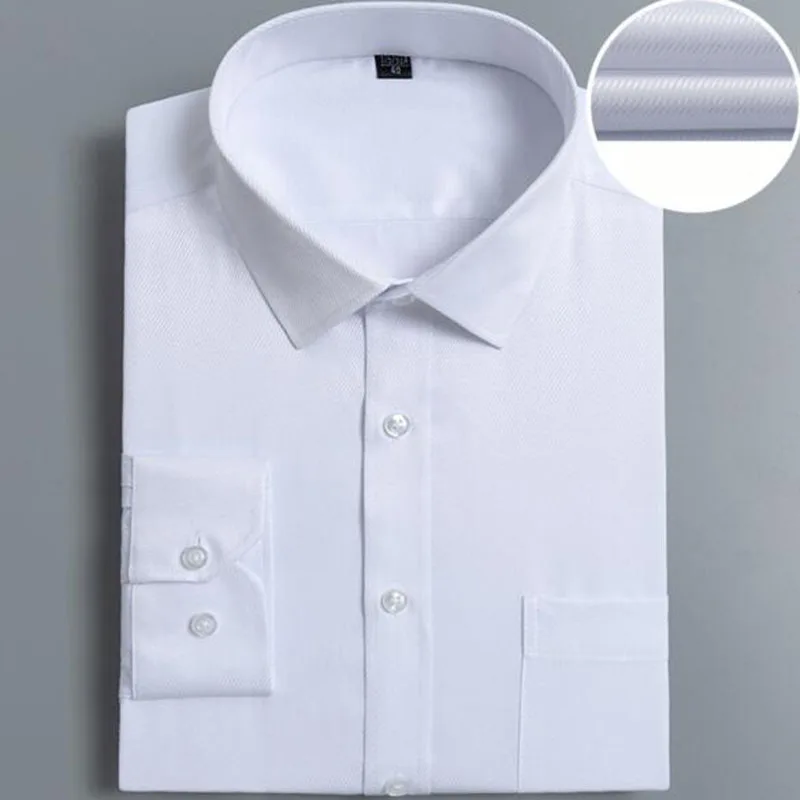 Мужская деловая одежда с длинными рукавами, рубашки Camisa, однобортные, однотонные, яркие цвета, весна-осень, ткань для формы Slim Fit - Цвет: white