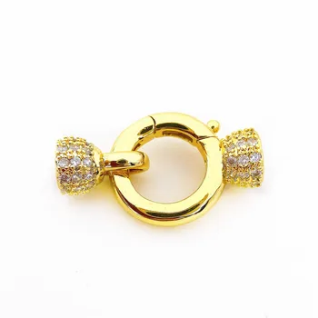 

Copper Gold Plated Cubic Zirconia Fastener Clasp Hooks Connectors Accessories For DIY Necklace&Bracelet Chain Jewelry Making