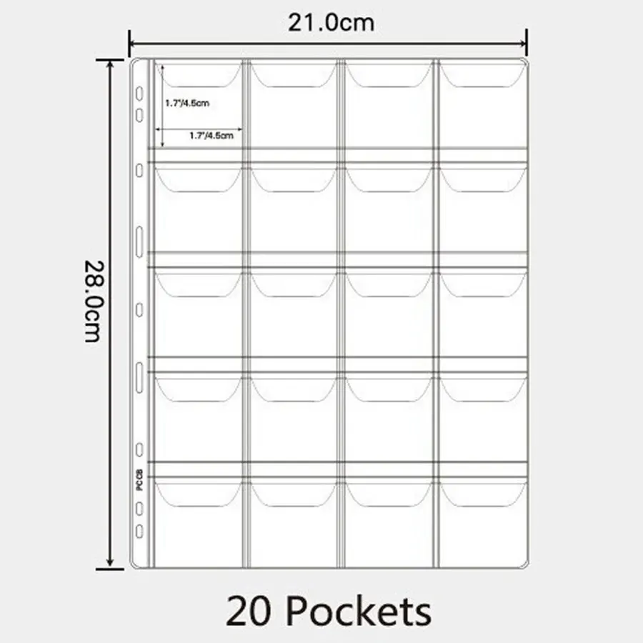 Coins Album Pages 42 Pocket Album Sleeves Pages Postage Stamp tokens Commemorative Coin medallions badges Collection 10PCS/Lot