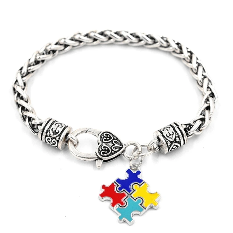 Children's puzzle autism bracelet 1pcs puzzle with diamonds Children's puzzle autism bracelet 1pcs puzzle with diamonds - Цвет: C