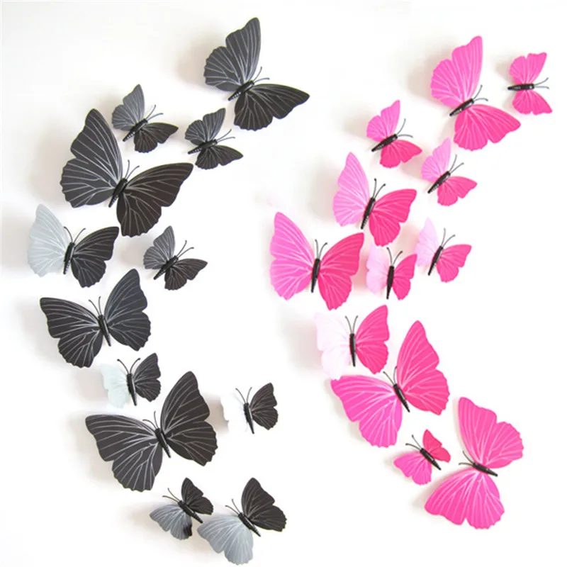 12 шт./лот украшения для дома бабочки 3D моделирование Buterfly настенные наклейки для дома гостиной наклейка магнит ремесла украшение праздника
