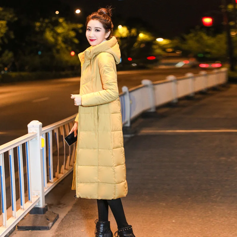Женская парка, модная зимняя женская куртка, 6XL, manteau femme hiver, хлопковое пальто, женская куртка с капюшоном, тонкая Длинная парка