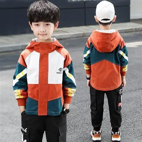 

Spring Autumn Kids Fashion Cotton Hooded Coats+pants 2pcs Tracksuits Teenager Boys Casual Sports Suit For5-14Y Boys Clothes Set