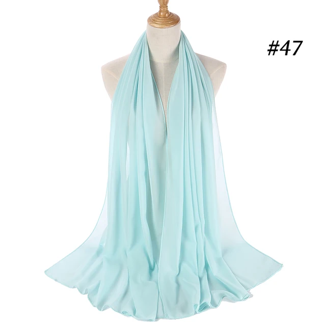 women plain bubble chiffon scarf hijab wrap printe solid color shawls headband women hijabs scarves/scarf 60 colors COLOR 47