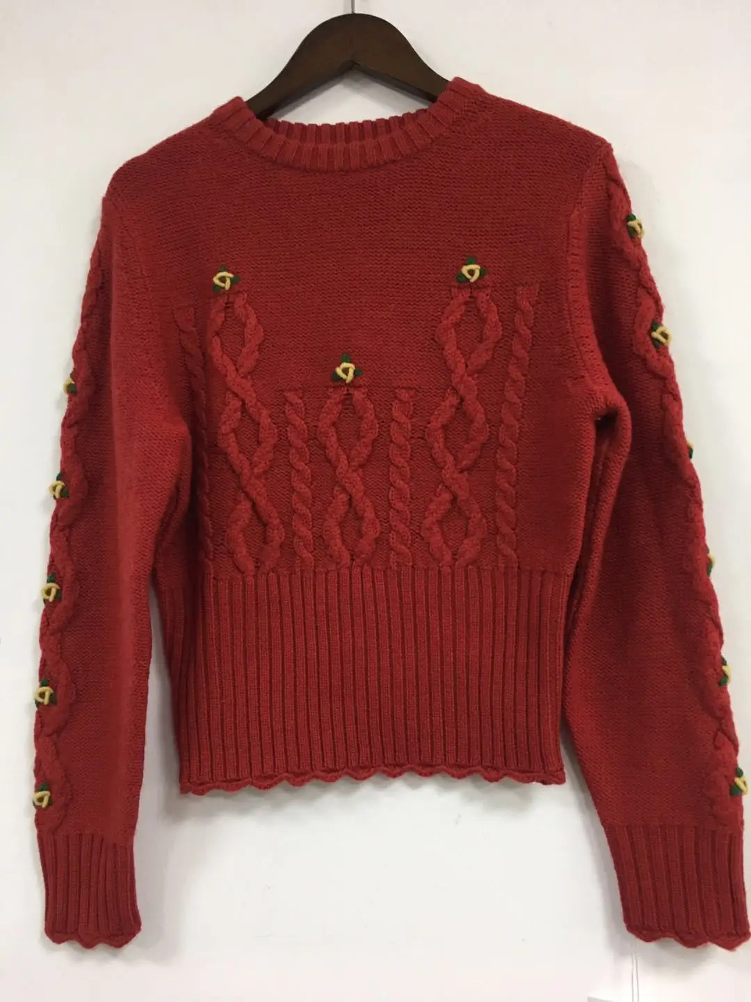 Осень и зима, женский короткий свитер в винтажном стиле с цветочной вышивкой