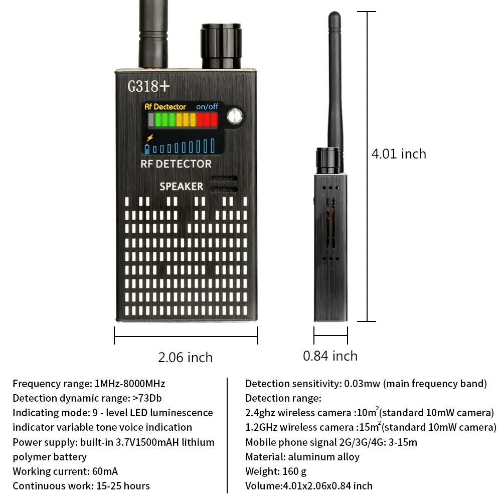 Анти-шпион беспроводной RF детектор сигнала Ошибка gps камера искатель для скрытого GSM подслушивающее устройство радар радио сканер